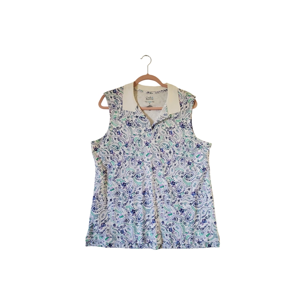New‎ Croft & Barrow Cotton Floral Sleeveless Polo Tank Shirt Top Size XL NWT